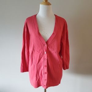 Kate Hill v neck sweater button up pink